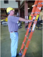 Use this quick ladder check to assure 1:4 base to height ratio.