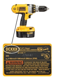 The Model Number can be found on the side of the drill