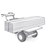 Walk behind motorized vehicle for moving building materials