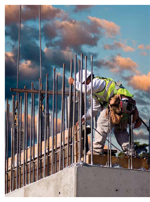 Construction worker on a rooftop