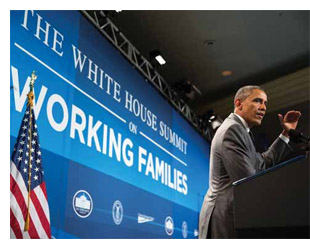 President Obama discusses paid leave policies, June 2014.