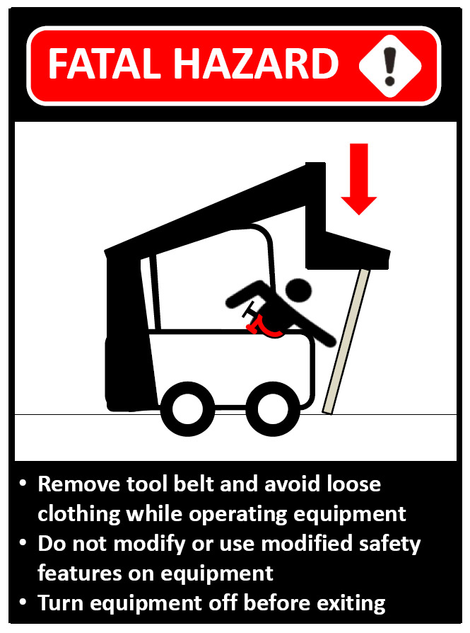 Graphic of a worker in a skid steer forklift accident