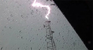 Figure 2: Lightning strikes a communications tower.