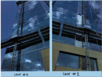 This photo of figure 10 shows the two units where the mast climbers #1 and #2 were on the east side of the building.