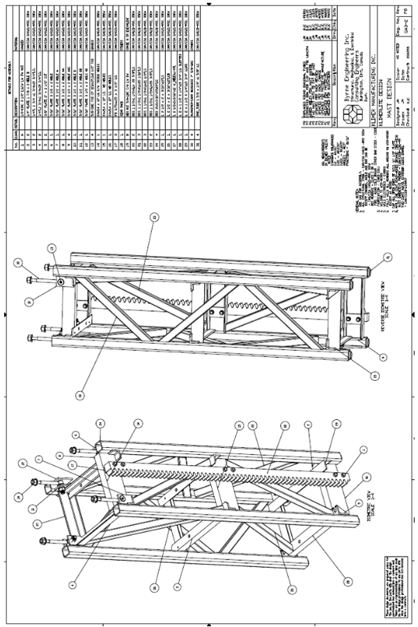 Schematic- figure 4 is a mast design drawing provided by manufacturer