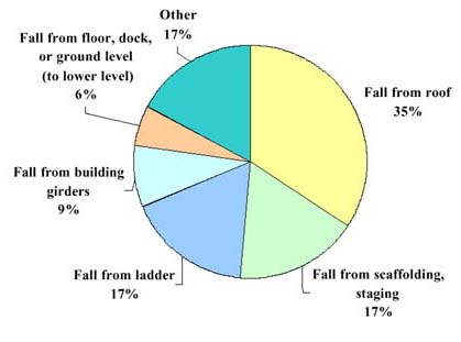 Distribution of falls to lower level by detailed event, 2001 Graph