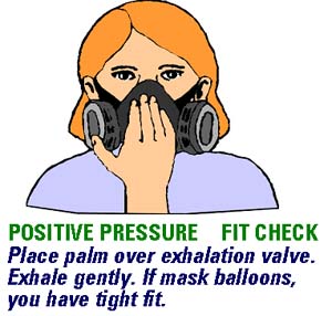 Place palm over exhalation valve. Exhale gently. If mask balloons, you have tight fit.