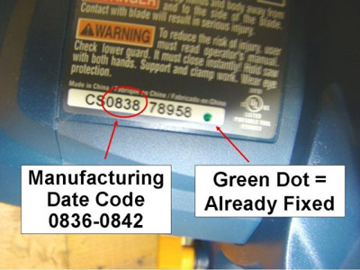 photo of manufacturing date code number 0836-0842