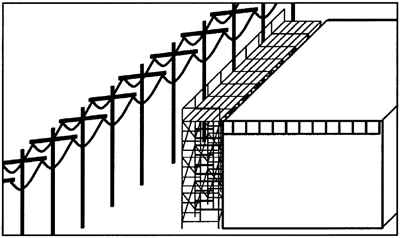 Diagram of scafolding in relation to power lines