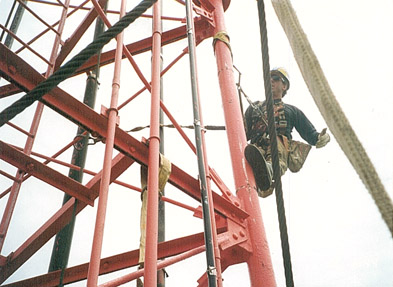 Photo of harness use on tower