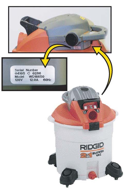 Picture of Recalled Wet/Dry Vac