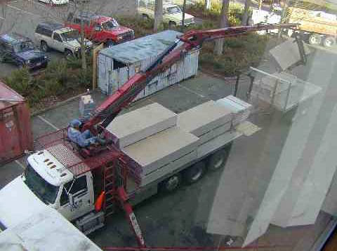 Rotation from stocking (lifting panels) to boom truck operation (for stockers trained for boom truck operation).
