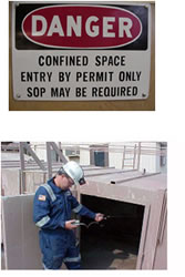 photos of danger sign and confined space