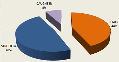 CEMENT MASONS FALL, STRUCK BY, CAUGHT IN INJURIES 2006-2008