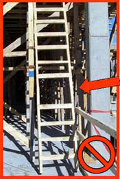 Nunca utilices una escalera improvisada en los trabajos que este dañada o que le falten peldaños.