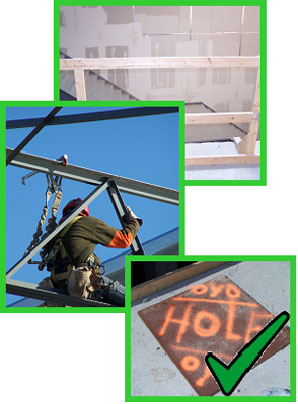 El trabajo de construcción realizado a 6 pies o más de altura requiere de protección contra caídas.