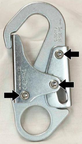 Photo showing 3 pressed tail end rivet locations on stamped hooked