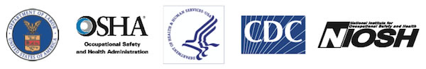 Logos for US Department of Labor, OSHA, Department of Health and Human Services, CDC and NIOSH