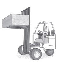 A fork truck moving building materials