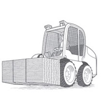 Skid steer loader moving building materials