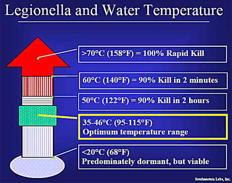 graphic of Legionella and water temperature levels