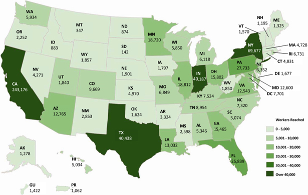 Graphic-US workers reached by state 2014