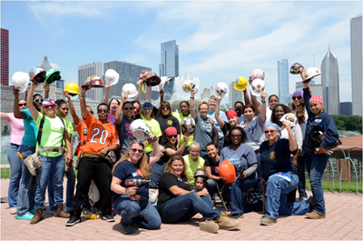 Group photo of women construction workers from Chicago Women in Trades.