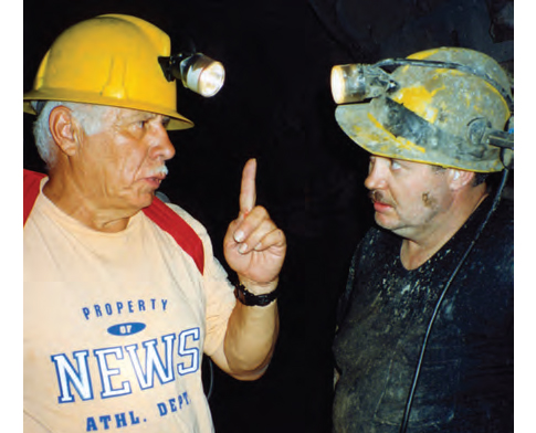 two miners talking