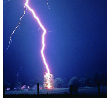 Figure 1: lightning strikes a tree