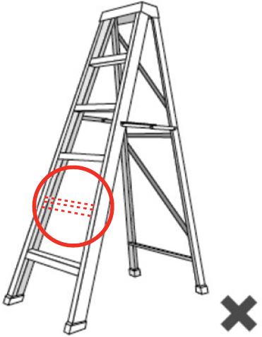 Illustration of a ladder with a missing step.