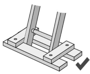 Illustración de la base de una escalera asegurada