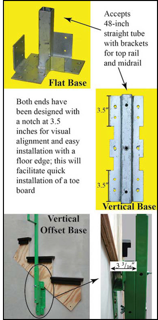 Figure 2. Additional guardrail bases (flat,
vertical, and vertical offset) were developed
with input from construction contractors.
