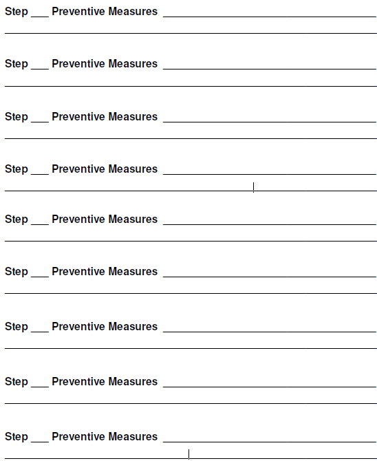 Step and preventative measures worksheet