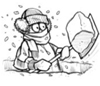 figure shoveling snow