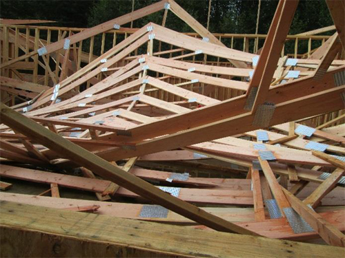 Collapsed trusses- scene of the incident