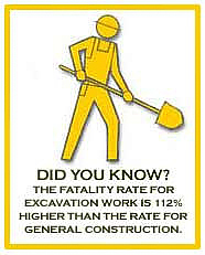 Did you know? The fatality rate for excavation work is 112% higher than the rate for general construction