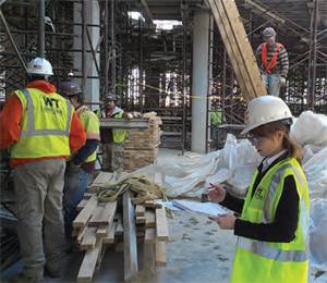 Researchers visiting the construction site