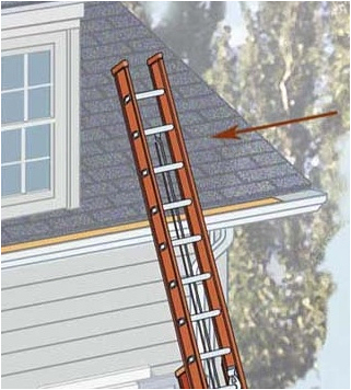 ladder extending over roof