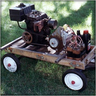 generator on a carrying makeshift platform