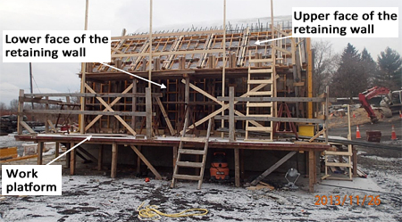 Photo 2. Completed buttress formwork on the morning of the incident.