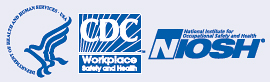 logos for department of labor, CDC, and NIOSH