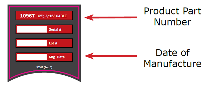 Image of location of model number on part