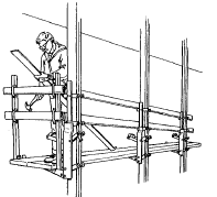 Illustration of man on scaffolding 
